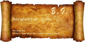 Berghoffer Irén névjegykártya